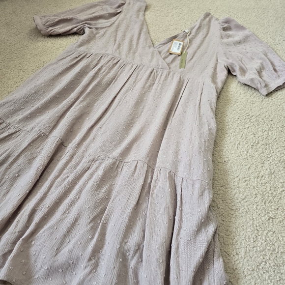 NWT $115 Monk & Lou Swiss Dot Tiered Dress Size L Blush Pink Maeve - Picture 2 of 11